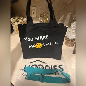 Black smiley tote bag